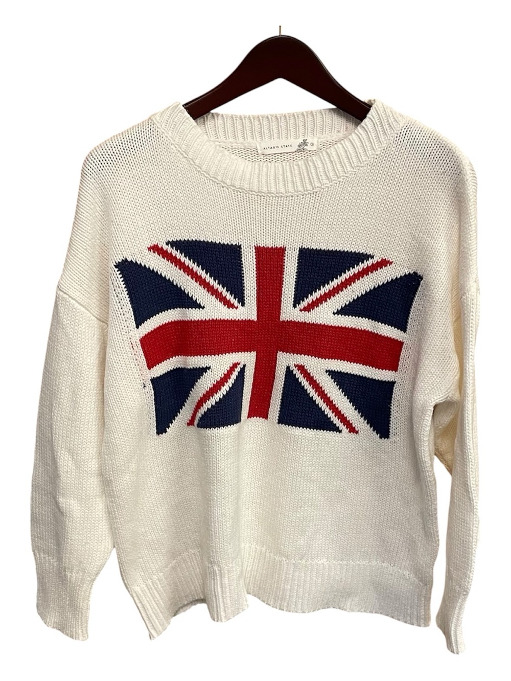 Altar’d State Union Jack Flag Sweater – Size Small